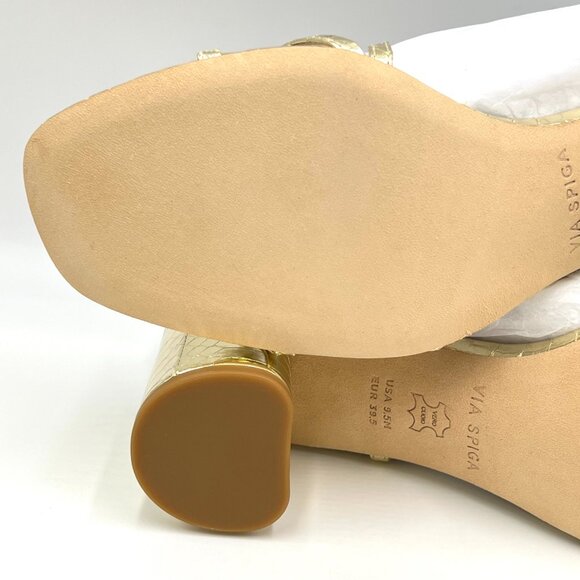 Via Spiga Womens Size 9.5 Roslyn Platino Gold Leather Dress Sandals Heels Shoes - Picture 9 of 12